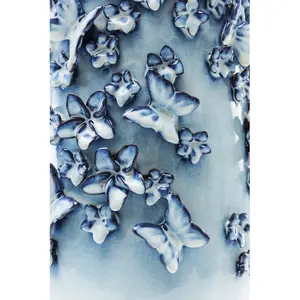 KARE Vase Design Papillons Bleu Clair 50cm