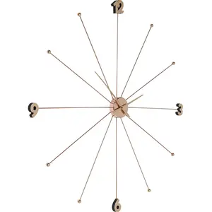 Kare Horloge Murale Like Umbrella Chrome, Rose doré, (H/B/T) 100x100x6... pas cher