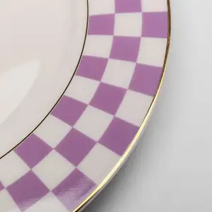 Borden Harlequin Ø21cm paars (6/set) Kare Design pas cher