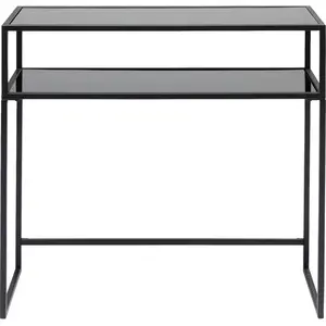 Console double plateau verre et acier noir LOFT - Hauteur 80 cm - Long... pas cher
