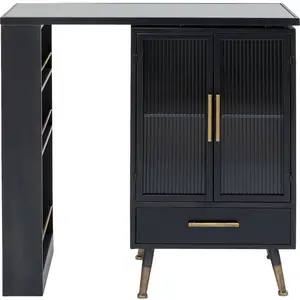 Comparateur de prix : Meuble de bar La Gomera 2 portes - KARE - Gris laqué - 120x60x103 cm