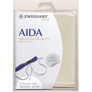 Borduurstof aida 14ct/5.4 kruisje van Zweigart kleur ecru 770 afm. 48x53cm
