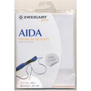 Zweigart borduurstof aida 18ct/7 kruisje wit kl.7011 afm. 48x53cm