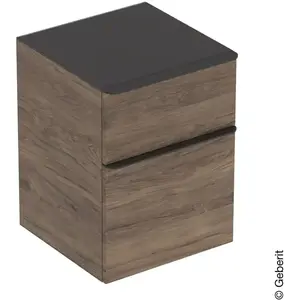 Geberit Smyle Square Zijkast Twee Laden 45Cm/Noten Hickory pas cher