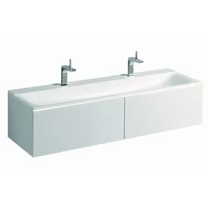 Geberit Xeno 2 - Dubbele wastafel 160x48 cm, 2 kraangaten, zonder overloop, alpine wit 500.279.00.1 pas cher