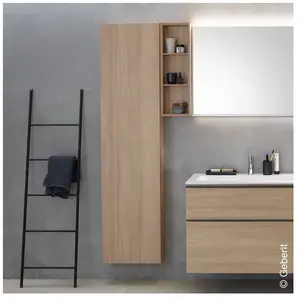 Geberit iCon badkamerkast 36x180x29.1cm 1 deur met softclose Spaanplaat Eiken pas cher