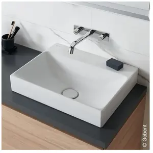 Geberit ONE - Opzetwastafel 50x40x14 cm, zonder overloop, zonder kraangat, KeraTect, wit 505.031.01.6