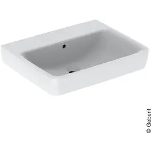 Geberit, Lavabo, Renova Plan, lavabo, 60x48 cm, sans trou pour robinetterie, avec trop-plein, 501638 (480 mm, 600 mm)
