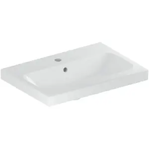Geberit Icon Light wastafel 60x42x17cm 1 wasbak 1 kraangat Midden met overloopgat Keramiek Wit glans pas cher