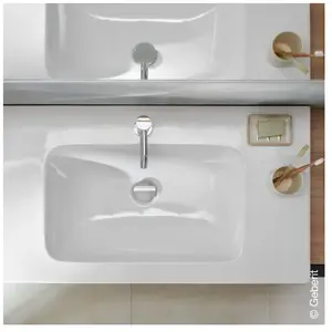 Geberit iCon wastafel 90x48 cm, met kraangat, overloop en aflegvlak, witVendu paramazon