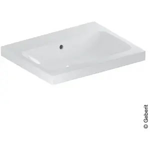 Geberit, Lavabo, iCon Light lavabo, 60 cm x 48 cm, sans trou pour robinetterie, avec trop-plein,501834 (480 mm, 600 mm)