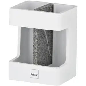 KELA Gobelet porte brosse à dents cube - Blanc pierre pas cher