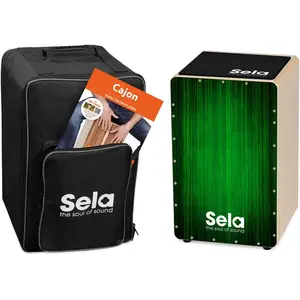 Sela SE-063 Varios Cajon Green bundel met rugzak, cajon-pad en lesmateriaal pas cher