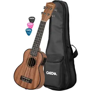 Cascha HH 2026EL sopraan ukelele mahonie met pick-up en gigbag - linkshandig pas cher