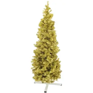 EUROPALMS Sapin de Noël Futura doré métallisé 180 cm avec support inclus pas cher