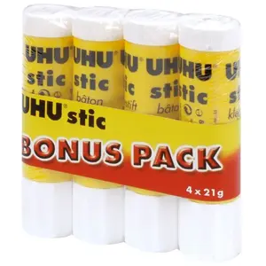 Bâtons de colle - UHU - Stic 21 g ×4 - Sans solvant - Sèche transparen...