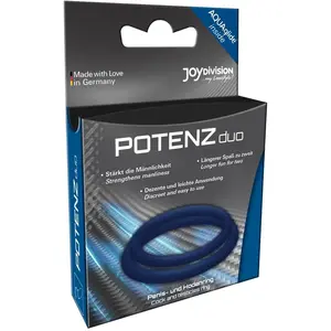 JOYDIVISION POTENZduo, M, Bleu, Anneau de scrotum et anneau pénien en silicone médical, Anneau de puissance
