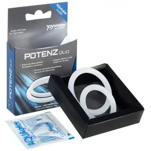 JOYDIVISION POTENZduo Transparent, Taille M, Anneau pénien en silicone médical, Anneau de puissance, Love-Toys