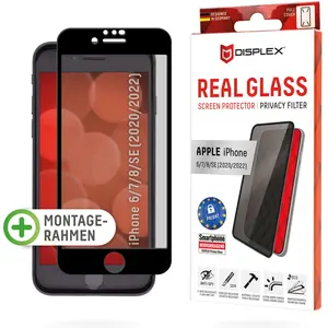Displex Real Glass, Privacy Full Cover Panzerglas (1 pièce(s), Apple iPhone 6, Apple iPhone 8, Apple iPhone 7), Téléphone portable : film de protection, Noir pas cher