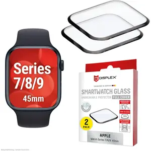 Displex Full Cover Schutzfolie, Full Cover Watch Glass, Doppelpack, Montre connectée : accessoires, Transparent pas cher