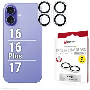 Displex Full Cover Camera Lens Glass, Kamera Schutzglas, Platte, Doppelpack (2 pièce(s), Apple iPhone 16), Téléphone portable : film de protection, Transparent pas cher