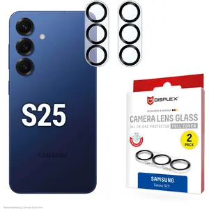 Displex Full Cover Camera Lens Glass, Kamera Schutzglas, Platte, Doppelpack (2 pièce(s), Samsung Galaxy S25), Téléphone portable : film de protection, Transparent pas cher