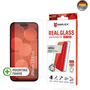 Verre trempé pour iPhone 15 Plus - Displex Premium [Pack] Real Glass + Case - Transparent pas cher