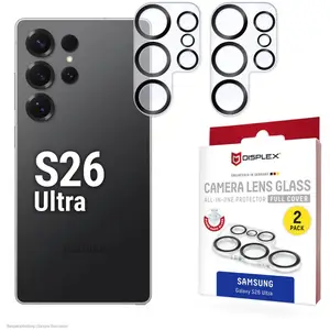 Displex Full Cover Camera Lens Glass, Kamera Schutzglas, Platte, Doppelpack (2 pcs, Samsung Galaxy S26 Ultra), Téléphone portable : film de protection, Transparent pas cher