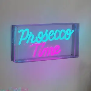 LED-bord decoratie "Prosecco Time" Hoogte 30cm Breedte 15cm Motivatie Bord Transparant Kunststof LED letters USB-aansluiting pas cher