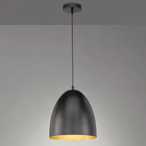 Fischer & Honsel Suspension Mylon, 1 ampoule, 1 ampoule E27, noir et doré, Ø 30 cmVendu parbol
