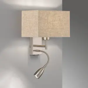 FISCHER & HONSEL Applique lampe de lit lampe de lecture spot flexible chambre lumière lin beige