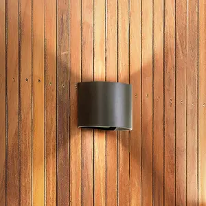 Fischer & Honsel Matteo - Wandlamp up & down - IP54 - 6W LED - 3000K - 620 lumen - 10 x 12 x 14 cm - Zwart