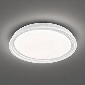FISCHER & HONSEL Plafonnier plafonnier lampe de salon lampe de chambre lampe de couloir, dimmable, verre acrylique blanc, LED 22W 2700Lm blanc chaud, DxH 43x7,5cm pas cher