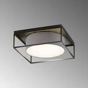 FISCHER & HONSEL Plafonnier lampe de salon plafonnier 4 lampes métal noir gris 60x60cm pas cher