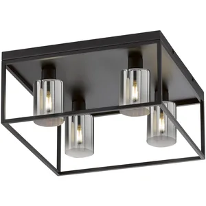 Comparateur de prix : Fischer & Honsel Plafonnier Iska 21319 - Noir sable - Verre - Fumé à t...