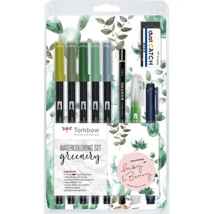 Kit pour aquarelle Tombow France & Benelux Greenery 11 pièces pas cher