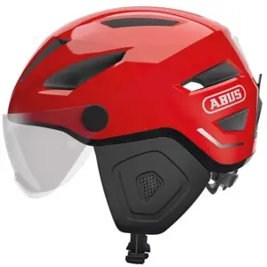 ABUS Stadthelm Pedelec 2.0 ACE - Casque de vélo avec feu arrière, visière, protection contre la pluie, protection des oreilles - Pour Homme et Femme - Rouge, taille S pas cher