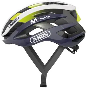 ABUS Casque de vélo de route AirBreaker - Casque de vélo haut de gamme pour le cyclisme professionnel - Pour adolescents et adultes - Casque pour homme et femme - Blanc/bleu (Movistar Team 24), TailleVendu paramazon
