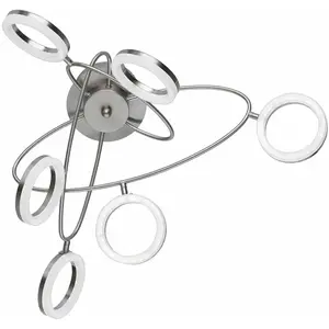 Wofi - Plafonnier dimmable Plafonnier led salon avec spots mobiles, nickel mat, 6x 4,5W 6x 320lm blanc chaud, LxH 60 x 30 cm 9295.06.64.6100 pas cher