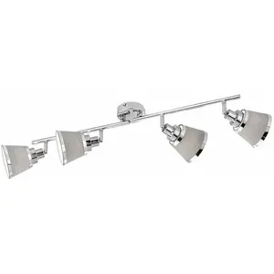 WOFI Plafonnier, spot de plafond, spot, lampe de chambre, réglable, textile métallique, chrome, gris, 4 flammes, douilles E14, LxlxH 72,5x11,3x21,5cm pas cher