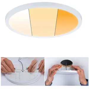 Paulmann 92990 Panneau LED spots encastrés Areo VariFit IP44 gradable sur 3 niveaux 230 mm rond incl. 1x16 watts gradable Blanc dépoli plastique 2000K pas cher