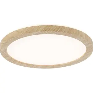 Paulmann 71027 panneau LED Atria Shine plafonnier + Backlight rond IP44 11,2W 850lm 190mm Esthétique bois plastique 3000K - Blanc chaud luminaire bain pas cher