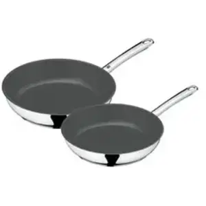 WMF Cromargan® Lot de 2 poêles en acier inoxydable avec revêtement Ø 24 28 cm et bord verseur Compatible induction Lavage à la main pas cher