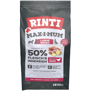 RINTI Max-i-Mum Large Breed Poulet 12 kg | Nourriture sèche pour chiens adultes de grandes races pas cher
