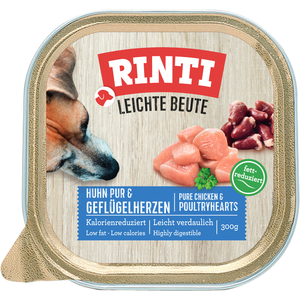 9x300g RINTI Plaisir léger poulet, coeurs de volaille nourriture humide pour chien pas cher