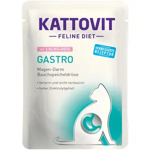 24x85g Kattovit Gastro saumon, riz - Pâtée pour chat