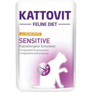 6x85g Sensitive poulet, dinde Kattovit - Pâtée pour chat pas cher