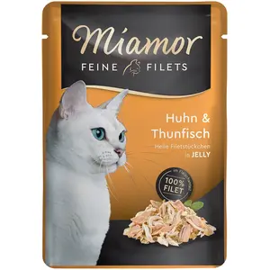6x100g Miamor Filets fins en gelée poulet, thon - Pâtée pour chat pas cher