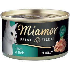 1x100g Miamor Filets Fins thon blanc, riz en gelée - Pâtée pour chatVendu parzooplus-be