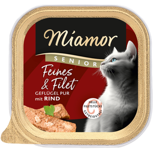 16x100g Miamor Feines & Filet Senior volaille pure et boeuf Pâtée pour chat pas cher